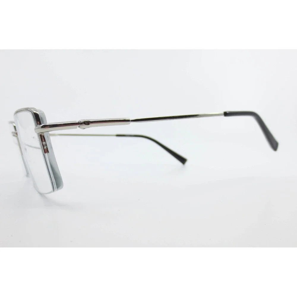 Design Italy J212 Silver Rectangular Semi Rimless Eyeglass Frames 52-17-140
